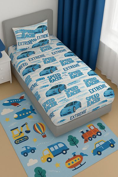 sehra Single Cotton Fitted Sheet + 1 Pillowcase Set Quality Durable Children's Pattern Set