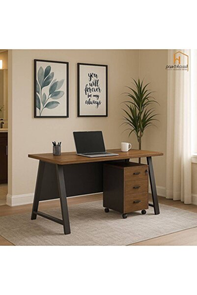 Al Saada Home Wooden Desk - Brown Gray - 120×60×75cm