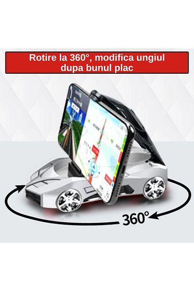 Inteliced 3in1 Phone Holder For Car or Home White, Inteliced®, 360° Rotating, Phone Number Display