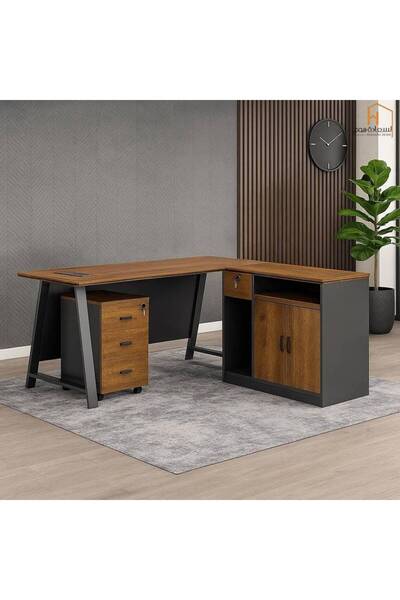 Al Saada Home Wooden Desk - Brown Grey - 160×80×75 cm