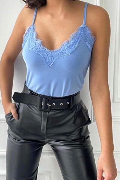 Mogi Butik Bluză Sandy cu bretele cu dantelă pentru femei 3031