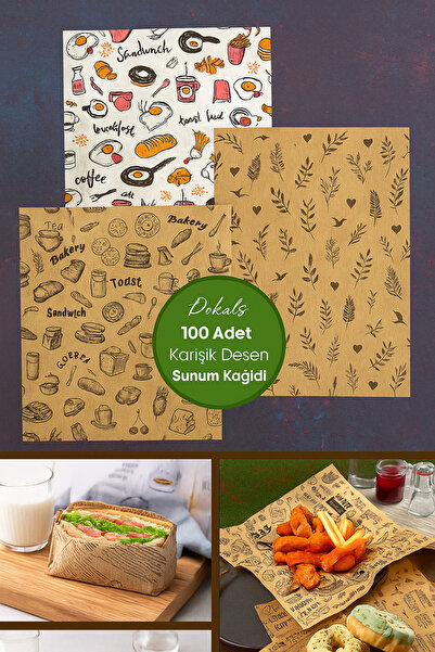 Dekals 100 Adet Karışık Desenli Amerikan Runner Servis Sunum Kağıdı