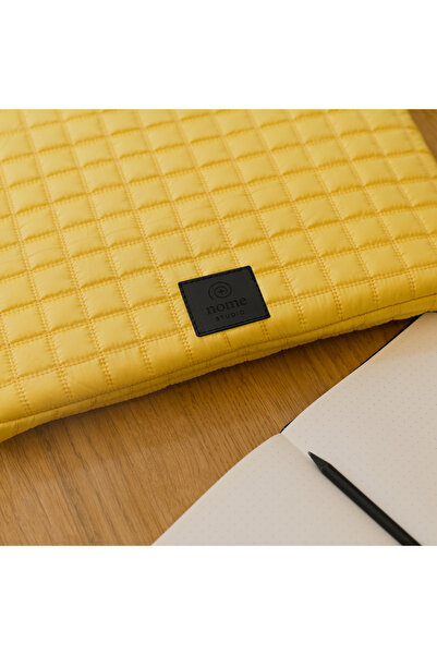 Nome Studio Yellow Puffer Laptop Sleeve 13-14-15 Inch Quilted Water Repellent Fabric Protective Notebook Computer Case