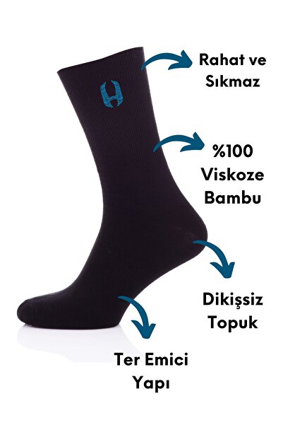 Handarte مجموعة من 3 جوارب طويلة من الخيزران بنسبة 100% بدون خياطة للكعب ومضادة للرائحة |   هاندارت ®