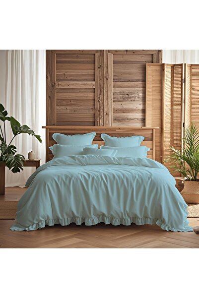 kesenegore طقم سرير مزدوج من قماش قطني مكشكش من رانفورس مع 4 قطع من الملابس ا...