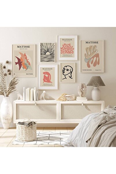 MUMS VINTAGE Modern Estetik Tasarım Duvar Dekor Ev Ofis Henri Matisse Gallery Çerçevesiz Poster 6'lı Set