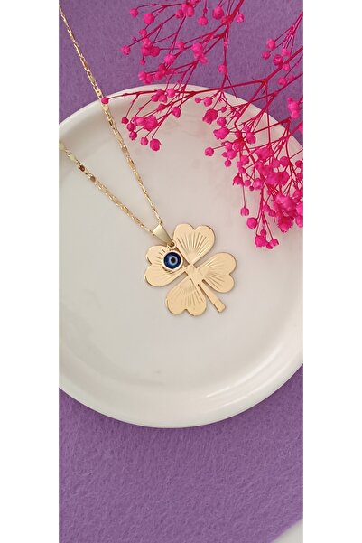 NAS fashion قلادة نسائية على شكل برسيم رباعي الأوراق مطرزة بالخرز