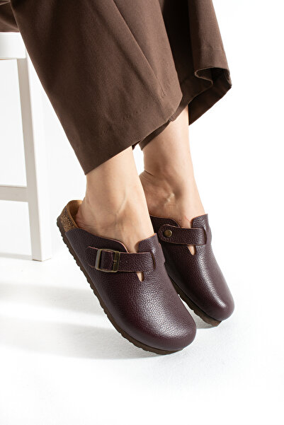 Mycorni Unisex Sabo Anatomik Doğal Mantar Tabanlı Kapalı Hakiki Deri Terlik