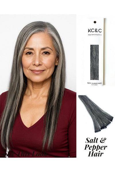 keep calm Salt and Pepper Black Regular Hair Wavy Single Highlight