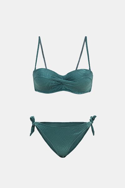 Amarelle Bali Green Underwire Padded Strapless Push-Up Side Tie Bikini Suit