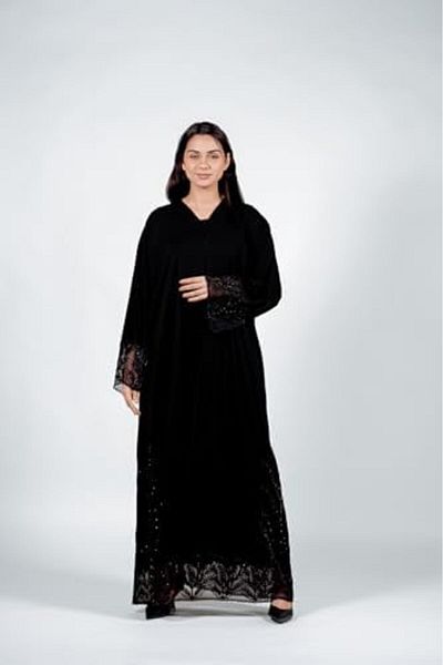 Noor Zara Women Abaya With Beads Embellished Sides