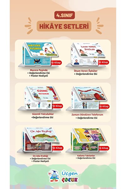 Üçgen Yayıncılık Üçgen Çocuk 3. Sınıf 6 Farklı Hikaye Seti Toplam 60 Kitap + ...