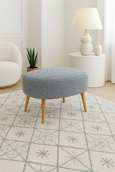 eda hacıoğlu edam bedding group Teddy Oval Puf Bench Ahşap Retro Ayak Dekorat...