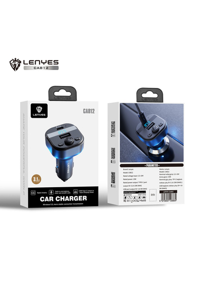 Lenyes CA-812 FM Transmitter Bluetooth 5.3 Modulator Adaptor Mobil Dual Port USB + Type C With Mic