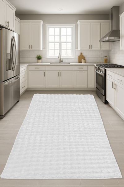 Bonny Home Bubble Krem Leke Tutmaz Yıkanabilir Silinebilir Kaymaz Mutfak Halı...