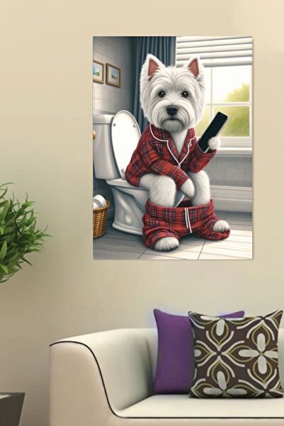 UĞUR STORE US KOMİK WC TUVALET BANYO KOMİK MİZAH KANVAS TABLO KÖPEK HEDİYELİK DEKARASYON SÜSÜ ÖLÇÜ SEÇİNİZ