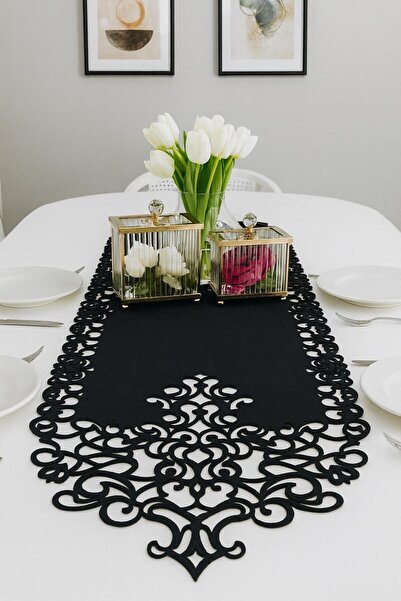 Ergüven Home Masa de alergare din material catifea neagra Dimensiune 40x140cm