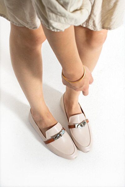 diclepolat Kadın Loafer Tokalı Günlük Ayakkabı Loriza Bej