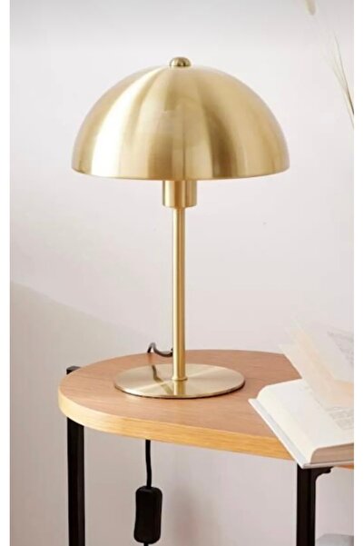 Buiva Modern Tasarım Mars Abajur Dekoratif Masa Lambası Eskitme Gold Sarı Metal Gövde
