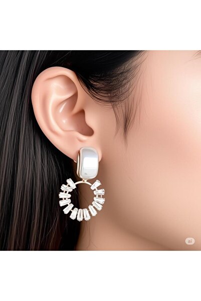 bettin tasarım Taş Detaylı Taşlı Abiye Kadın Bijuteri Küpe