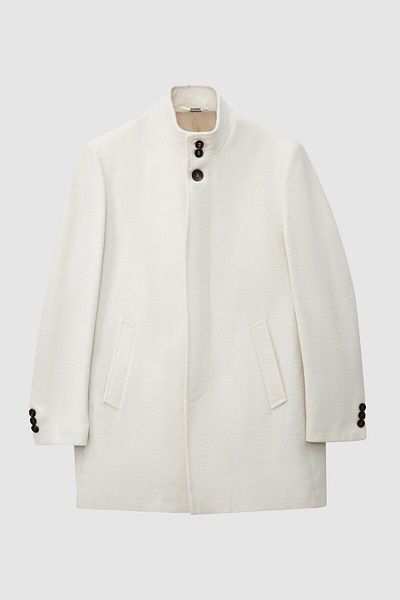 D'S Damat Ds Damat Regular Fit Ecru Hakim Collar Cashmere Coat