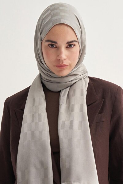 carell Küpçizgi Jacquard șal din mătase italiană gri deschis