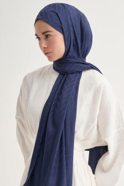 carell Şal de mătase din bumbac cu model diamant albastru bleumarin