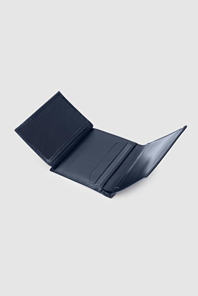 D'S Damat Ds Damat Lacivert Düz Kutulu Hakiki Deri Cüzdan