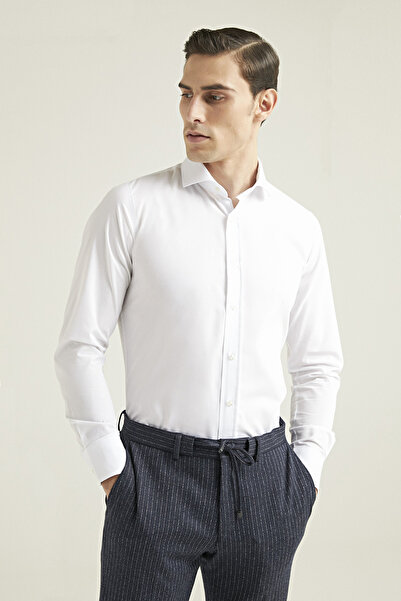 D'S Damat Гольфи Slim Fit White Plain Nano Care Сорочка