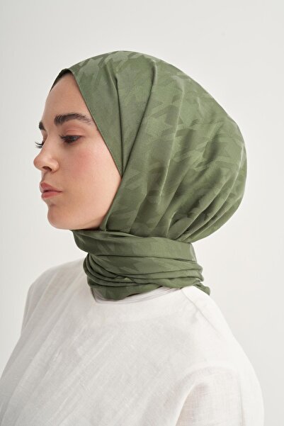 carell Houndstooth Jacquard Italian Silk Shawl Forest Green