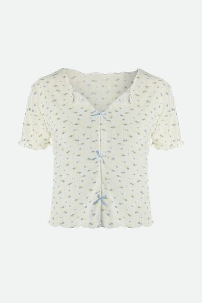 koza iç giyim Women's Short Sleeve Bow Tie Pajama Set