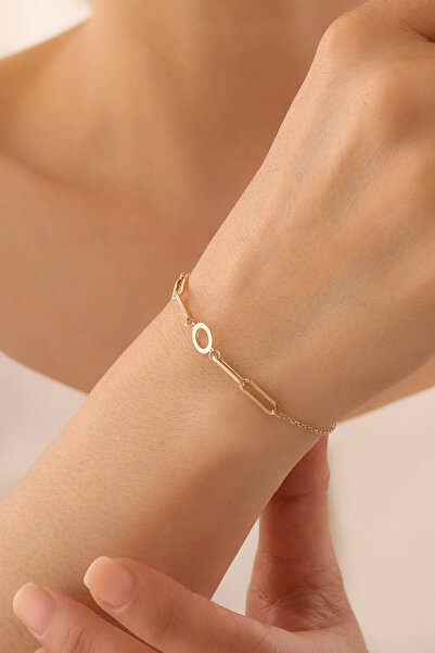 GENORO JEWEL 14 Ayar Altın Yuvarlak Ataç Bileklik