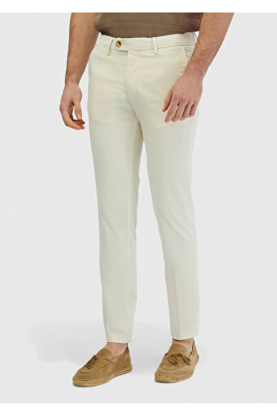 Ramsey Ecru Straight Woven Regular Fit Casual Trousers
