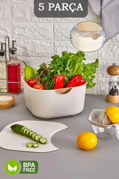 Genel Markalar MOI SUZGECLI SET 5 PARCA KREM Plastik 5 TR