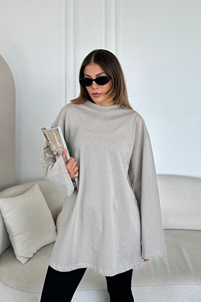 C&City Μπλουζάκι με φαρδύ μανίκι Oversize 2 Pack 964 Γκρι/Μπεζ