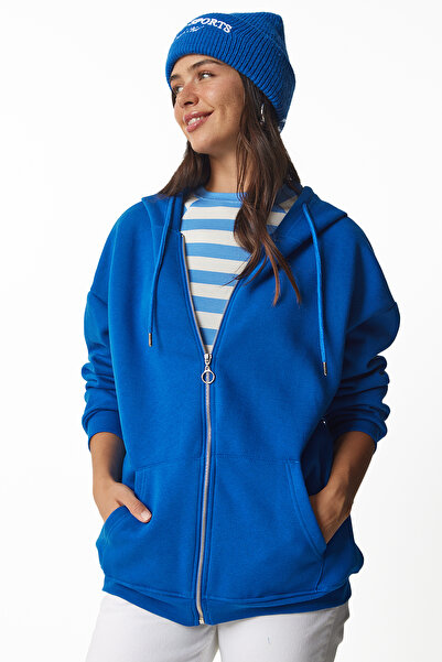 Lovelyİstanbul Φούτερ με κουκούλα με φερμουάρ - BLUE LUB0002