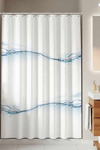 Tropikhome Su Damlası Baloncuk Desenli Dijital Baskılı Solma Yapmaz Su Geçirm...