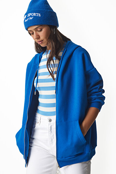 Lovelyİstanbul Φούτερ με κουκούλα με φερμουάρ - BLUE LUB0002