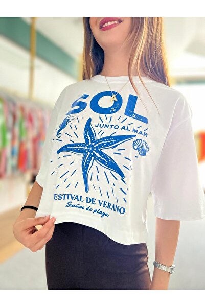 Sheesy Къса блуза с принт на морска звезда