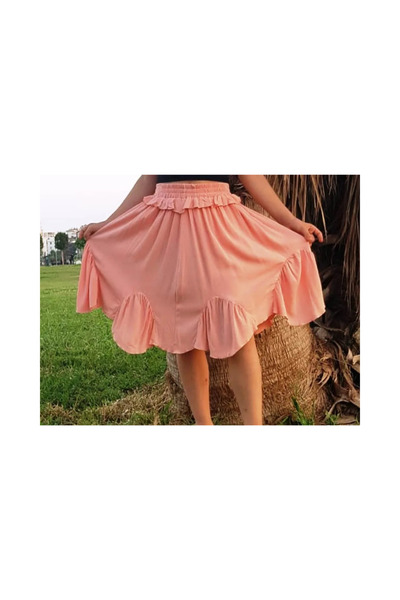 Çikoby Girl's Flared Skirt 100% Viscose – Comfortable Elastic Waist Stylish Summer Model