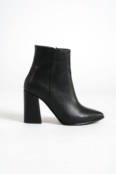 Mubiano MBESS1-S Kadın Siyah Kalın Topuklu Fermuarlı Bot & Bootie