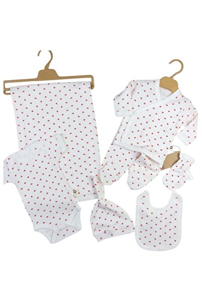 BYS BABY FASHION % 100 Organik Pamuklu 7'li Kız Bebek Hastane Çıkış Seti / Dö...