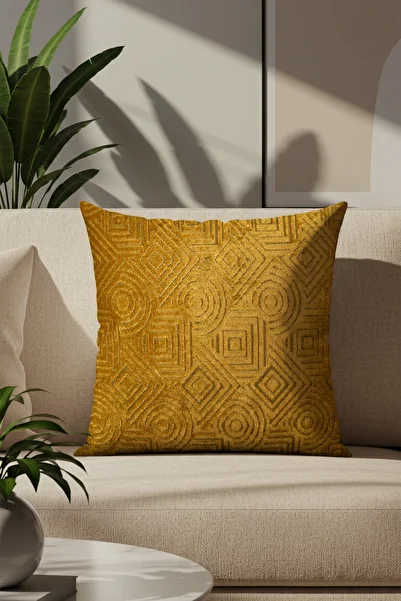 Sezyon Mira Patterned 50×50 Mustard Throw Pillow Cover