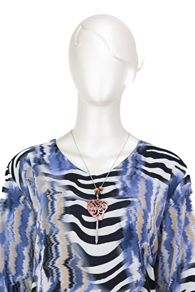 Oppland Bluză pentru mamă din șifon clasică pentru femei, țesătură vâscoasă, model marin, colier, mânecă lungă, căptușită, potrivire completă