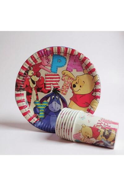 Cadde Süs Winnie The Pooh Temalı Tabak Bardak 8'li Set