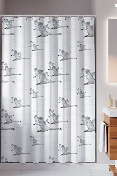 Tropikhome Banyo Perdesi - Tek Kanat Duş Perdesi, Polyester Kumaş Duşakabin P...