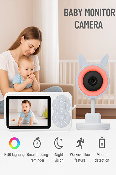 CROW'S TECH Bebek Kamerası Kumandalı Monitörlü Karşılıklı Konuşma RGB ışıklı ...