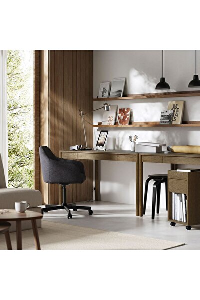 IKEA çalışma masası, kahverengi meşe kaplama, 140x75 cm Mobilya alt boşluğu: ...