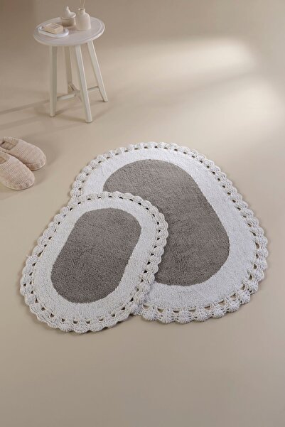 İrya Bianca %100 Pamuk Banyo Paspası Gri 40x60+60x90