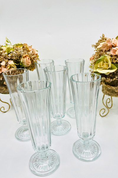 BENİMTARZIM Flüt Model Şık 6 Adet Kahve Yanı Su Bardağı